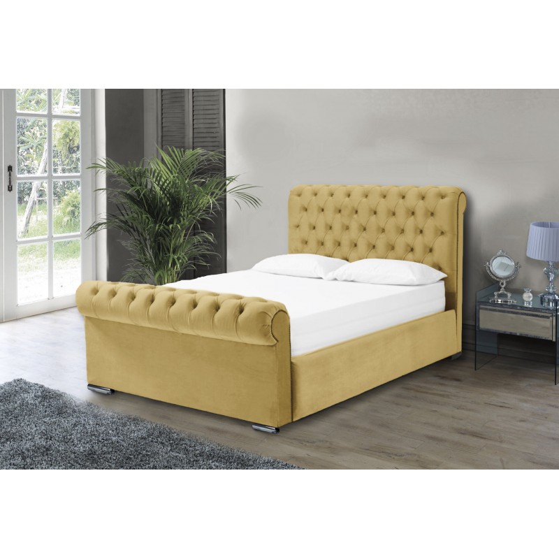 Otneros Velvet Mustard 3ft Bed